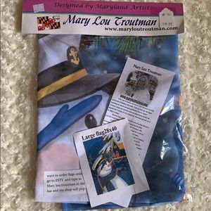 Brand new Mary Lou Troutman snowman flag